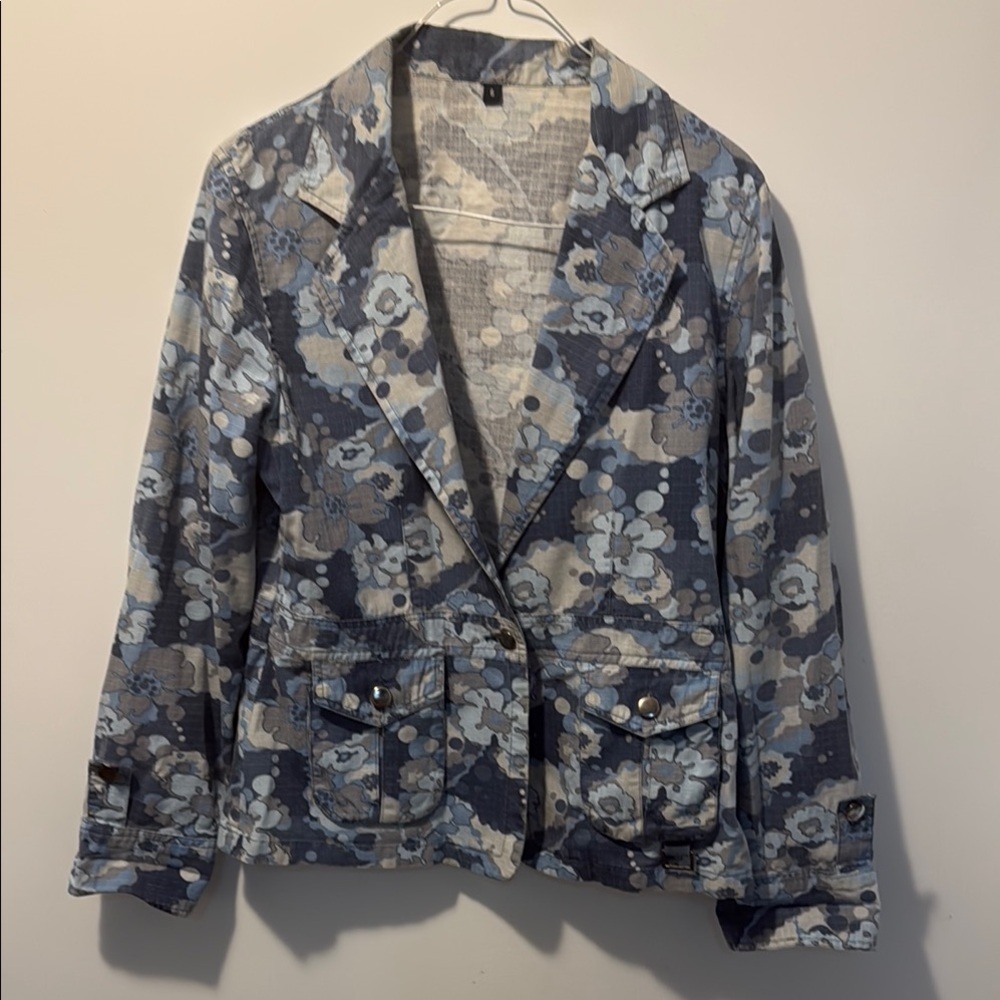 Floral Vintage Look Blue Women's Jacket